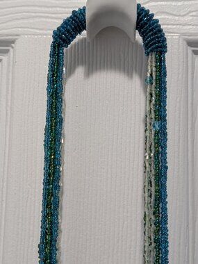 Vintage Teal & Green Multi Strand Necklace Nepalese-Style "Potay"